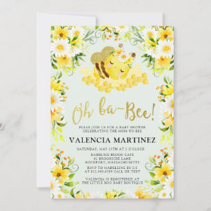Bumble Bee Baby shower Invitation Flower Kaart