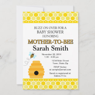 Bumble bee Baby shower Invitation Honey Bee Invite Kaart
