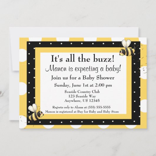 Bumble Bee Baby shower Invitation Kaart (Voorkant)