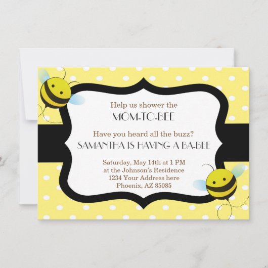 Bumble Bee Baby shower Invitation Kaart (Voorkant)