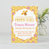 Bumble Bee Baby shower Invitation (meisje) Kaart (Staand voorkant)