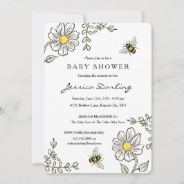 Bumble Bee Baby Shower Invitations | Gele Floral Kaart