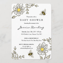 Bumble Bee Baby Shower Invitations | Gele Floral Kaart