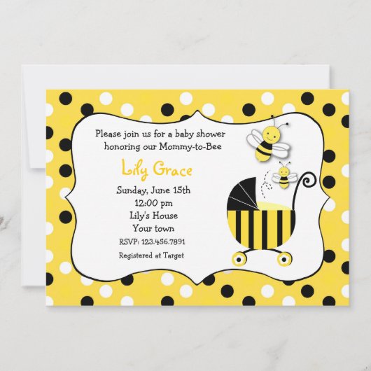 Bumble Bee Baby Shower Invitations Kaart (Voorkant)