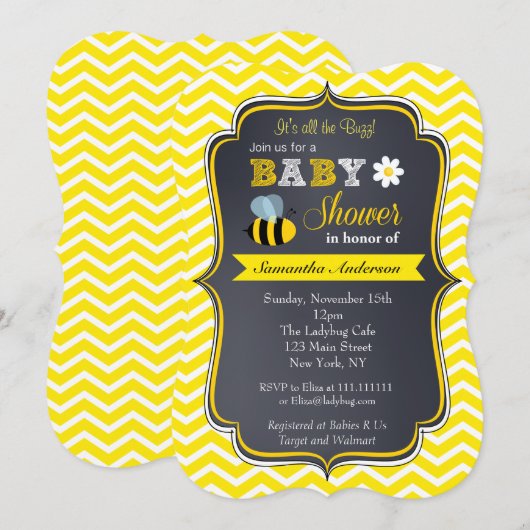 Bumble Bee Baby Shower Invitations Kaart (Voorkant / Achterkant)