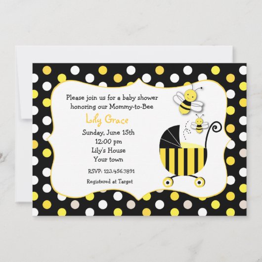 Bumble Bee Baby Shower Invitations Kaart (Voorkant)