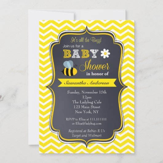 Bumble Bee Baby Shower Invitations Kaart (Voorkant)