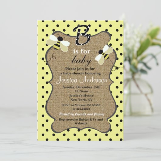 Bumble Bee Baby Shower Invitations Kaart (Staand voorkant)