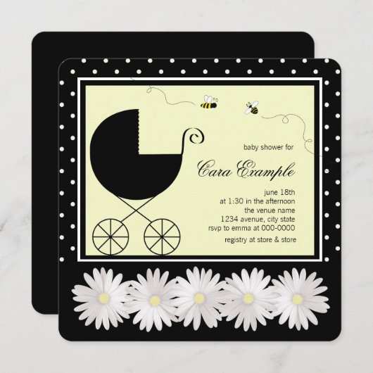 Bumble Bee Baby shower Kaart (Voorkant / Achterkant)