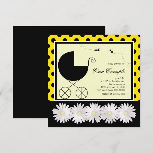 Bumble Bee Baby shower Kaart (Voorkant / Achterkant)