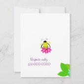 Bumble Bee Baby shower Kaart (Achterkant)