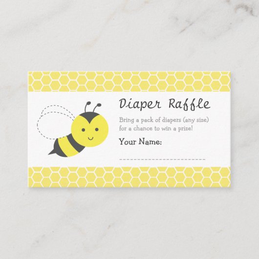 Bumble Bee Baby shower, Luier Raffle Tickets Informatiekaartje (Voorkant)