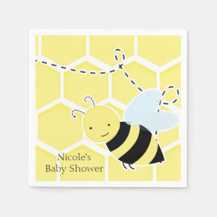 Bumble Bee Baby shower Modern Geel & Zwart Servetten