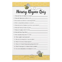 Bumble Bee Baby shower Nursery Rhyme Quiz