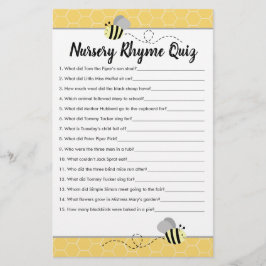 Bumble Bee Baby shower Nursery Rhyme Quiz