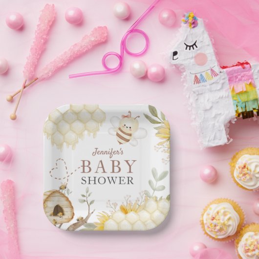 Bumble Bee Baby shower Paper Borden Papieren Bordje (Feest)