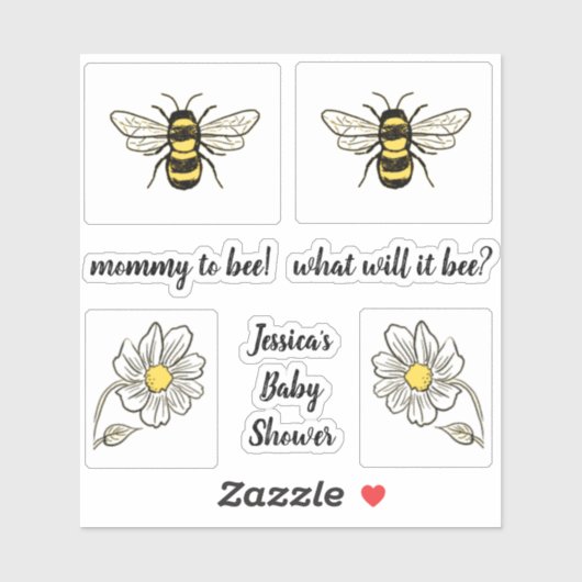 Bumble Bee Baby shower Sticker (Vel)