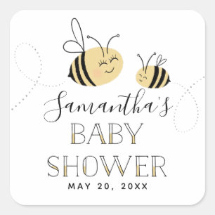 Bumble Bee Baby shower Sticker met naam en datum