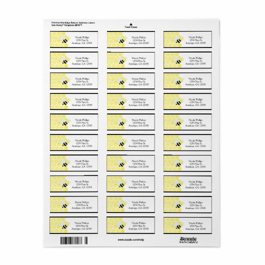 Bumble Bee Baby shower Uitnodiging Adresetiketten Etiket (Full Sheet)