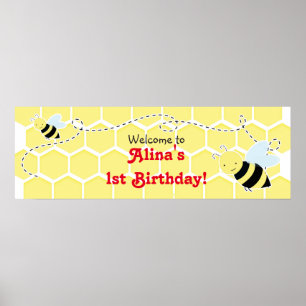 Bumble Bee Baby Shower Verjaardagsfeestje Banner Poster