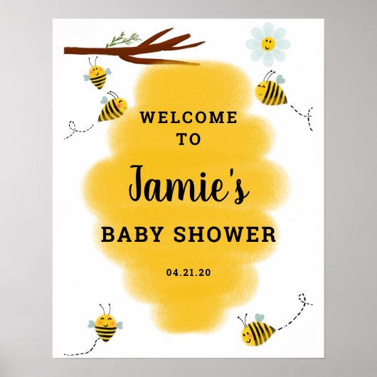 Bumble bee Baby shower Welcome Sign Poster (Voorkant)