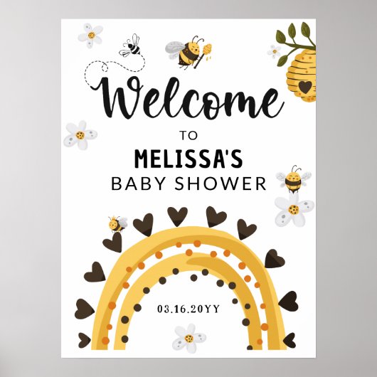 Bumble Bee Baby shower Welkom Poster (Voorkant)