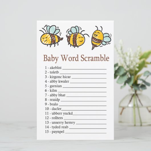 Bumble Bee Baby word scramble game (Staand voorkant)