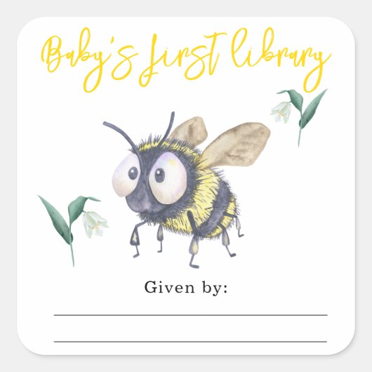 Bumble Bee - baby's eerste bibliotheek Vierkante Sticker (Voorkant)