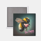 Bumble Bee - Bee Happy - Magnet (Voorkant / Achterkant)