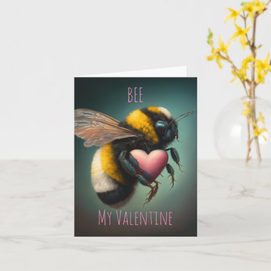 Bumble bee - Bee Mijn Valentijn - Valentijnse Kaar Kaart (Gele Bloem)