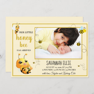 Bumble bee Birth Announounance Kaart