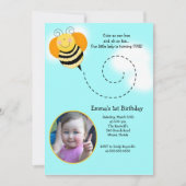Bumble Bee Birthday Fotouitnodiging Kaart (Voorkant)