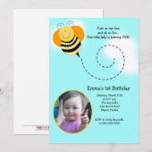 Bumble Bee Birthday Fotouitnodiging Kaart (Voorkant / Achterkant)