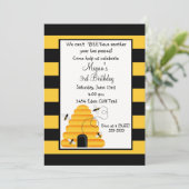 Bumble bee Birthday Invitation Kaart (Staand voorkant)