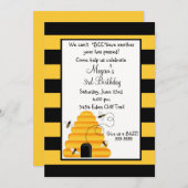 Bumble bee Birthday Invitation Kaart (Voorkant / Achterkant)