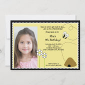 Bumble bee Birthday Invitation Photo Template Kaart (Voorkant)