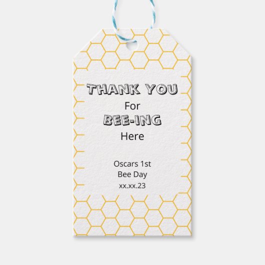 Bumble Bee Birthday Party Hartelijk dank voor labe Cadeaulabel (Voorkant)