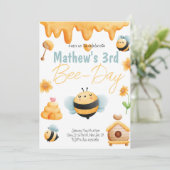 Bumble Bee Birthday Party Invitation Kaart (Staand voorkant)
