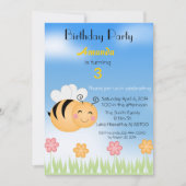 Bumble Bee Birthday Party Invitation Kaart (Voorkant)