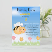 Bumble Bee Birthday Party Invitation Kaart (Staand voorkant)