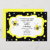 Bumble bee Birthday Party Invitations Honey Kaart (Voorkant / Achterkant)