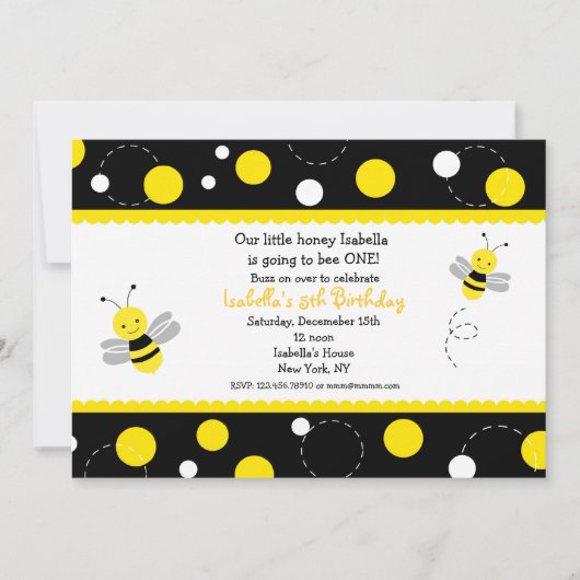 Bumble Bee Birthday Party Invitations Kaart (Voorkant)