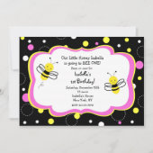 Bumble Bee Birthday Party Invitting roze Kaart (Voorkant)