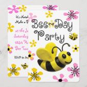 Bumble Bee Birthday Party Kaart (Voorkant / Achterkant)