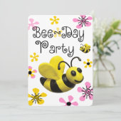 Bumble Bee Birthday Party Kaart (Staand voorkant)
