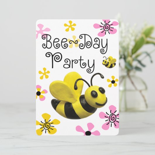 Bumble Bee Birthday Party Kaart (Staand voorkant)