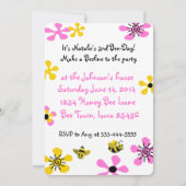 Bumble Bee Birthday Party Kaart (Achterkant)