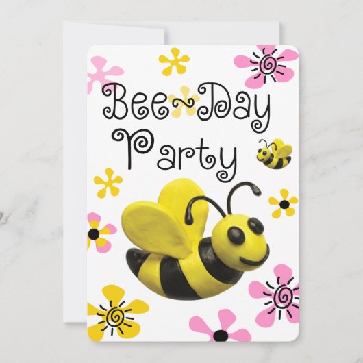 Bumble Bee Birthday Party Kaart (Voorkant)