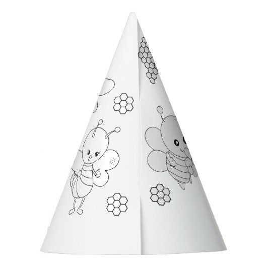 Bumble bee Birthday Party-kleur Uw eigen partijpro Feesthoedjes (Achterkant)