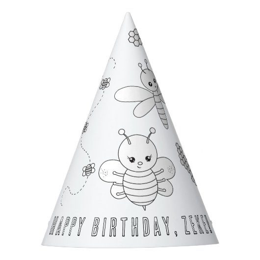 Bumble bee Birthday Party-kleur Uw eigen partijpro Feesthoedjes (Voorkant)